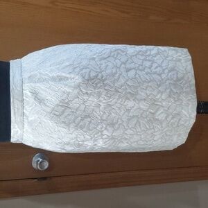 Vintage Marie St. Claire white silver brocade pencil skirt